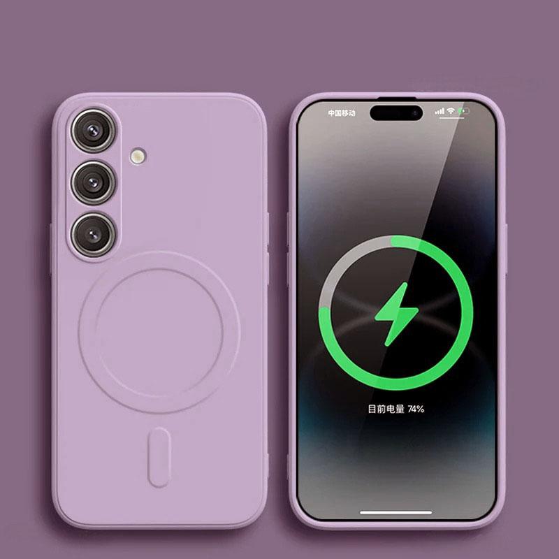 Liquid Silicone Magnetic Shockproof Case For Samsung Galaxy S25 Edge S24 Ultra S23 FE S22 Plus For Magsafe Wireless Charge Cover