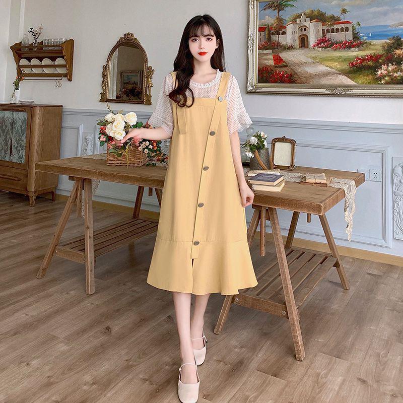 Plus Size Women's Summer 2026 Chiffon Patchwork Two-Piece Design Dress