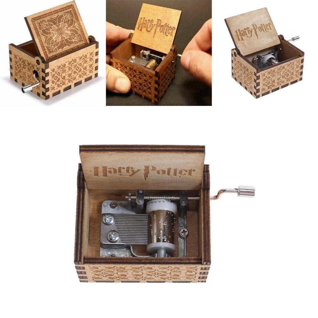 Harry Potter Engraved Wooden Music Box Vintage Storage Box Design