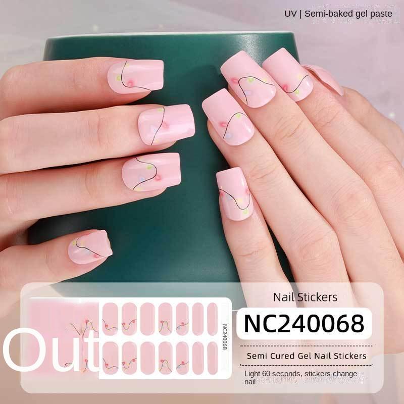 Semi-cured Gel Nail Stickers Gradient Rainbow French Gel Nail Stickers Flash Cat Eye Gel Nail Stickers