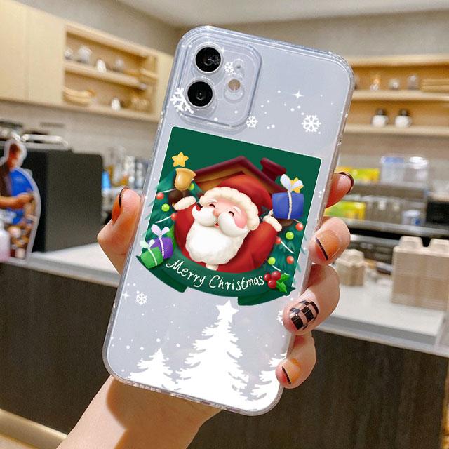 Christmas Cartoon Snowman Case For iPhone 14 11 12 Pro 13 Pro Max XR XS X 6s 7 8 Plus SE 2020 13 Luxury Shockproof Clear Cover
