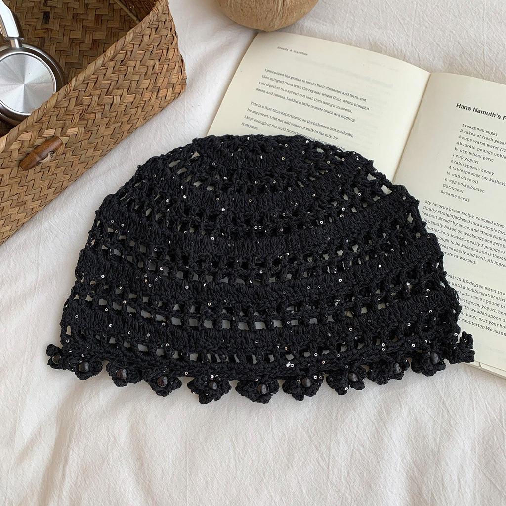 Japanese Retro Hollow Knitted Headgear Spring And Summer Female Ethnic Group Wind West Sichuan Travel Photo Flower Fringed Pullover Hat