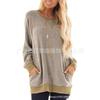 Fall Winter Women's Crew Neck Color Block Pocket Sweatshirt Long Sleeve Pullover Casual Top
