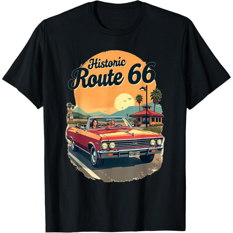 

Historic Route 66 Roadtrip _ Print On Front T-Shirt XXXXXL чорний