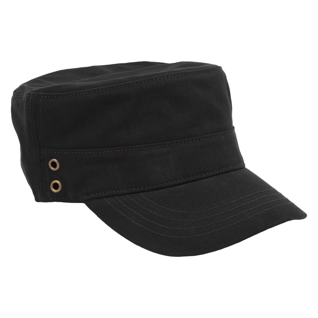 Cotton Retro Casual Flat Top Cap Men Women Outdoor Adjustable Fashionable Hat for Travel Camping Black Adjustable