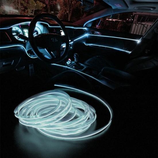 2M Auto Car LED Strip Light Interior Decor Atmosphere Wire Strip Lamp 12V White