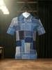 Men's Outdoor Polo Shirt, Blue - Toned Patchwork Pattern, Printed Design - Not Textured 2D Printing, Polyester Material, Multiple Sizes Available,