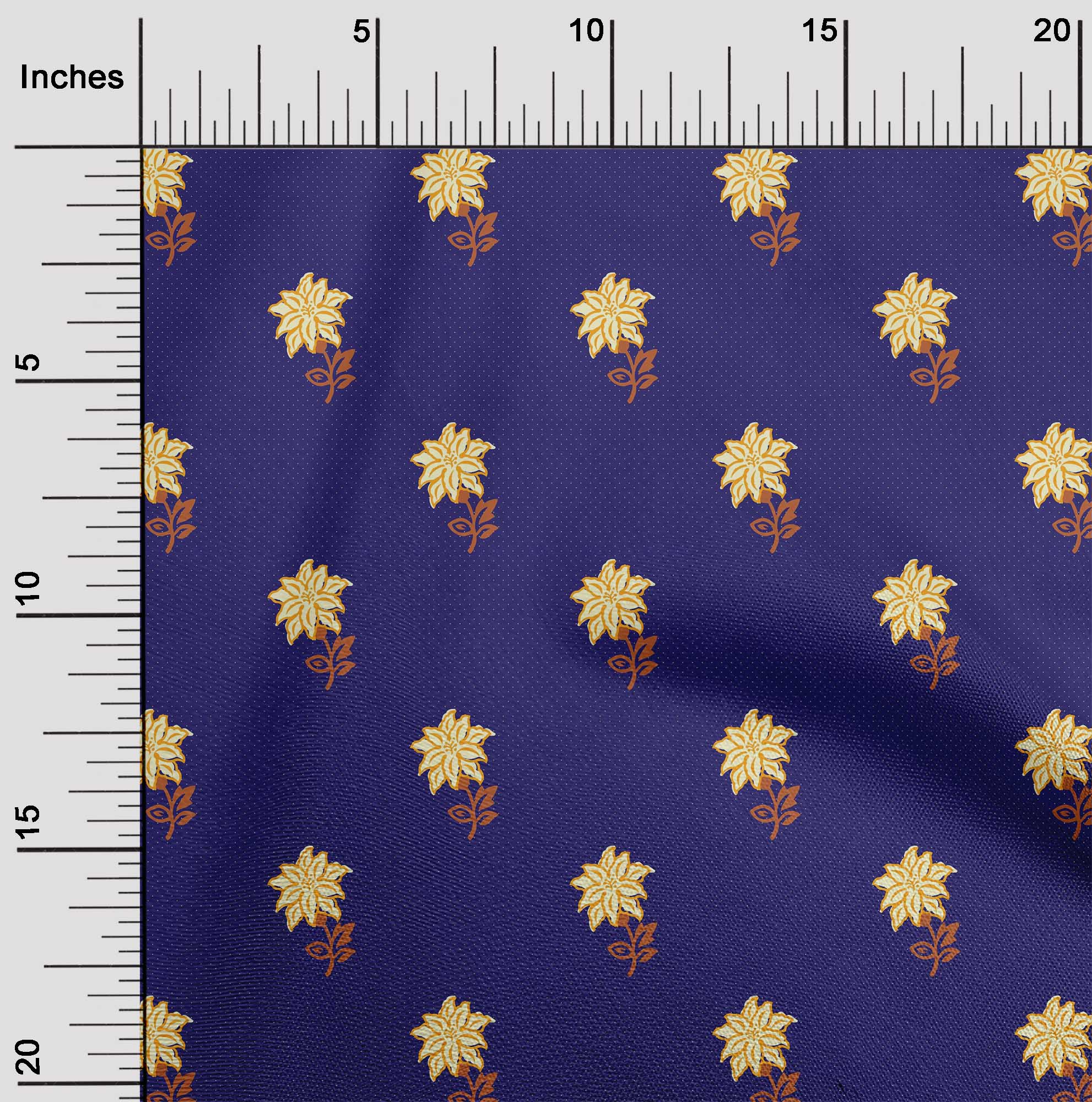 

oneOone бавовняна гнучка тканина з листям і квітковим принтом BTY 40 дюймів 42 Inch - Viscose Chiffon синій