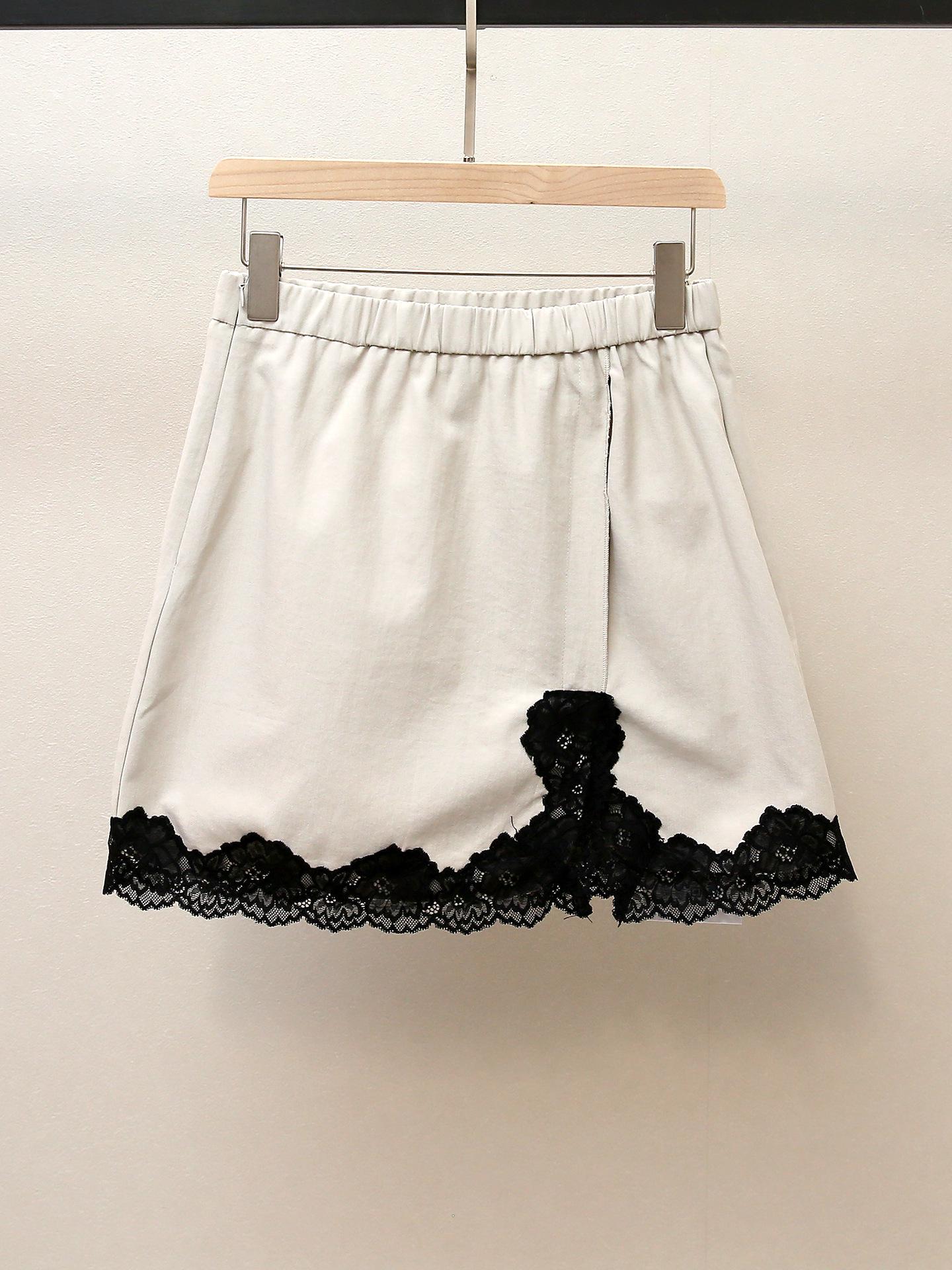 

Elegant Autumn French-Style A-Line Lace Midi Skirt Medium грязно-белый