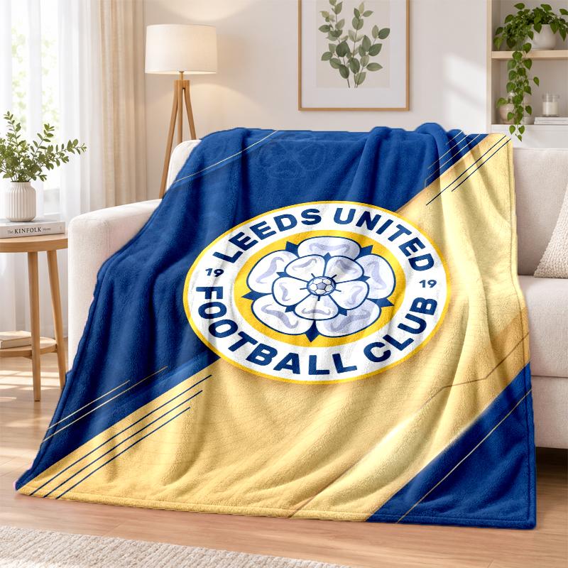 Leeds United Printed Flannel Blanket Warm Comfort Bed Throw For Indoor Home Decoration