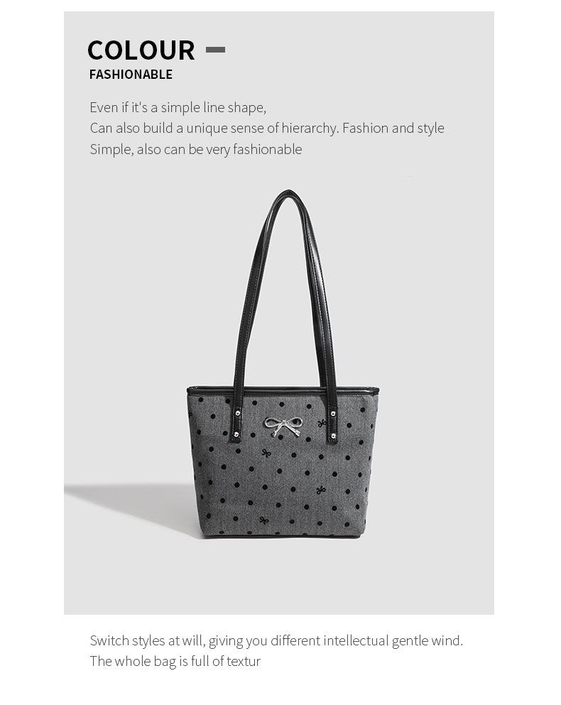 Preppy Bowknot Canvas Tote Bag - Large Casual Shoulder Handbag 2025