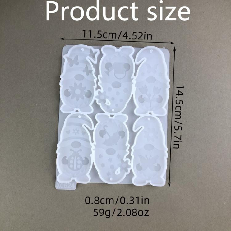 6 Cavity Keychains Molds Pendant Moulds Resin Molds Gnome Shape Jewelry Part Molds Silicone Texture for Crafting Pendant