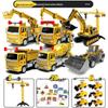 Construction Vehicle Toy Set: Digger, Excavator, Cement Mixer, Crane