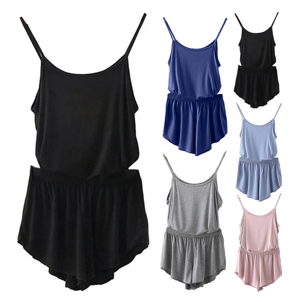 2 Pcs/Set Lounge Women Summer Pajamas Solid Color Sleeveless Camisole Shorts Lady Pajamas for Women Sleepwear Set Home Suit Set