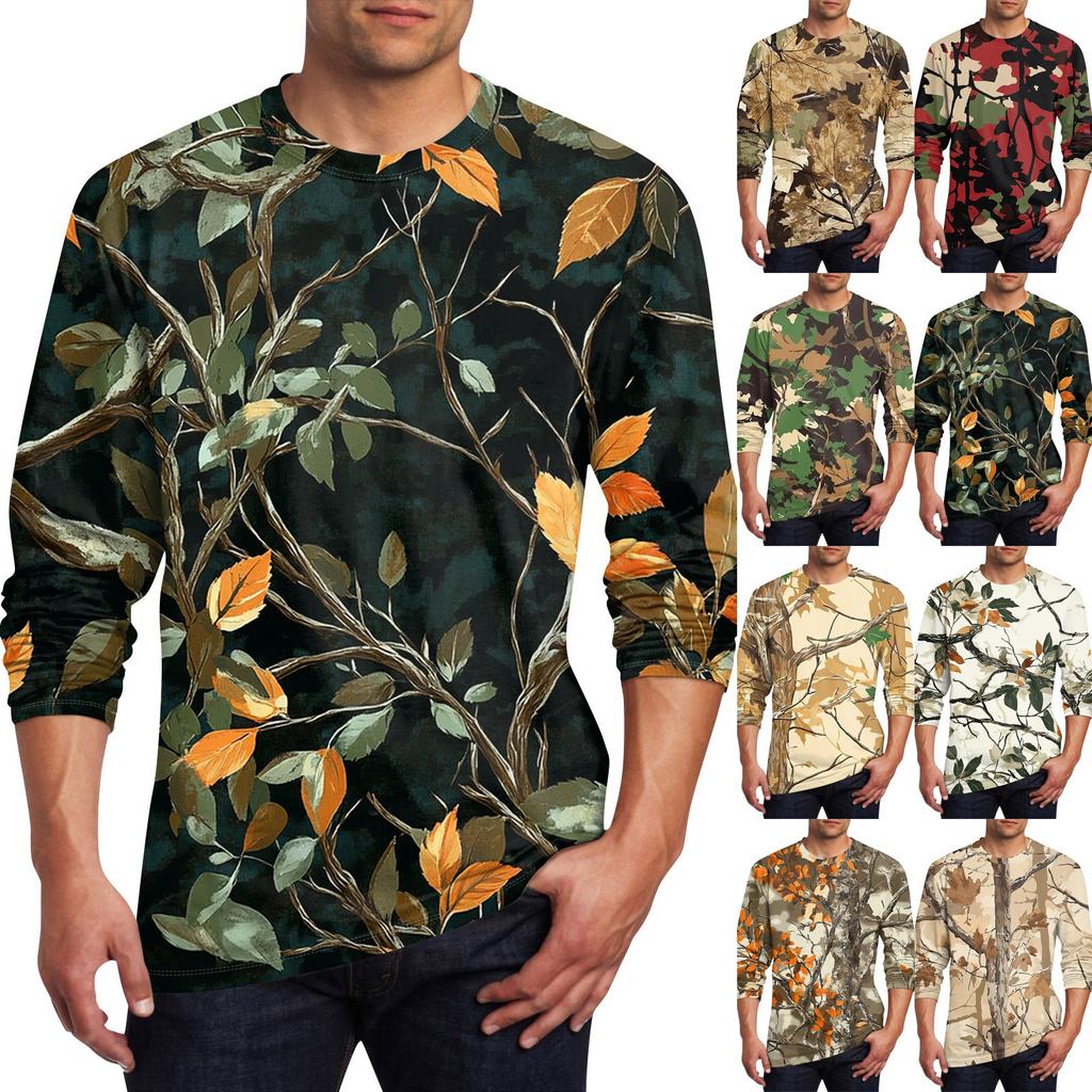 Men's T Shirt O-Neck Clothing Apparel Outdoor Long Sleeve Print Fashion Designer Vintage