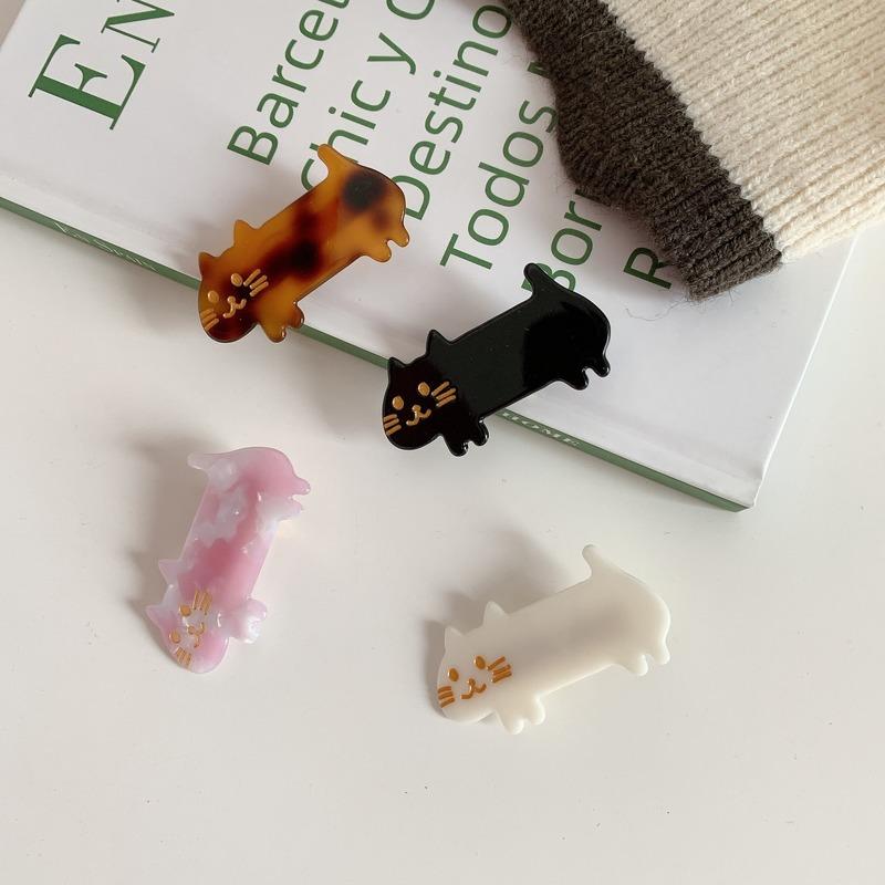 New Hair Clips for Girls Cute Cat Pattern Acetate Hair Clip Women Solid Color Hair Barrettes Hair Accessories Hairclip Gift