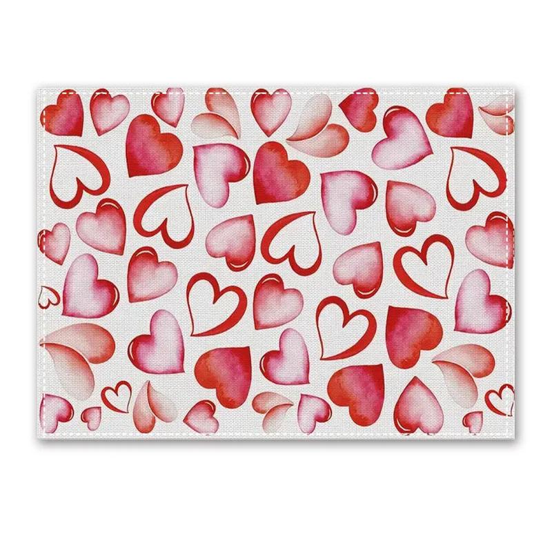 1PC Heart Placemat Dining Table Decor Linen Tableware Coaster Kitchen Accessories For Valentine's Day Couple Confession Lover