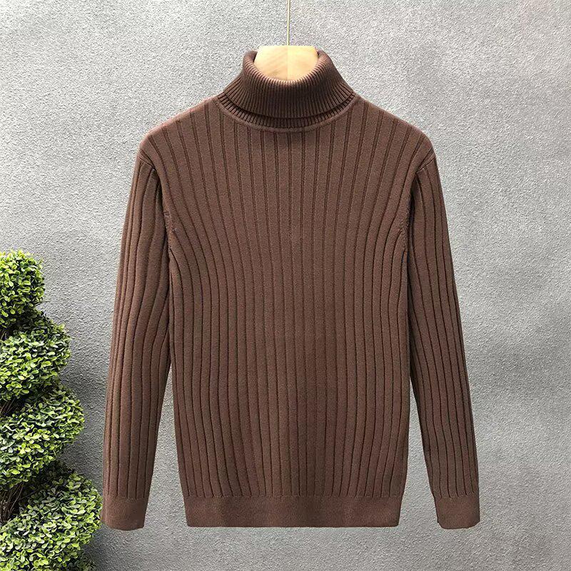 Men s Harajuku Style Gauze High Neck Sweater - Autumn Winter Warm Knit Pullover 2XL