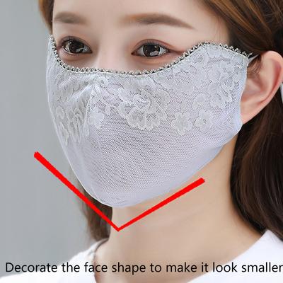 Sweet Flower Sunscreen Thin Lace Mask Outdoors Sunshade For Women Solid Color Sunscreen Face Cover Uv Protection Adjustable Mask