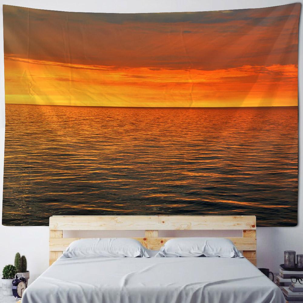 Sea view tapestry, sunrise and sunset wall hanging, aesthetic tapestry, home hanging cloth, living room, bedroom, art decoration