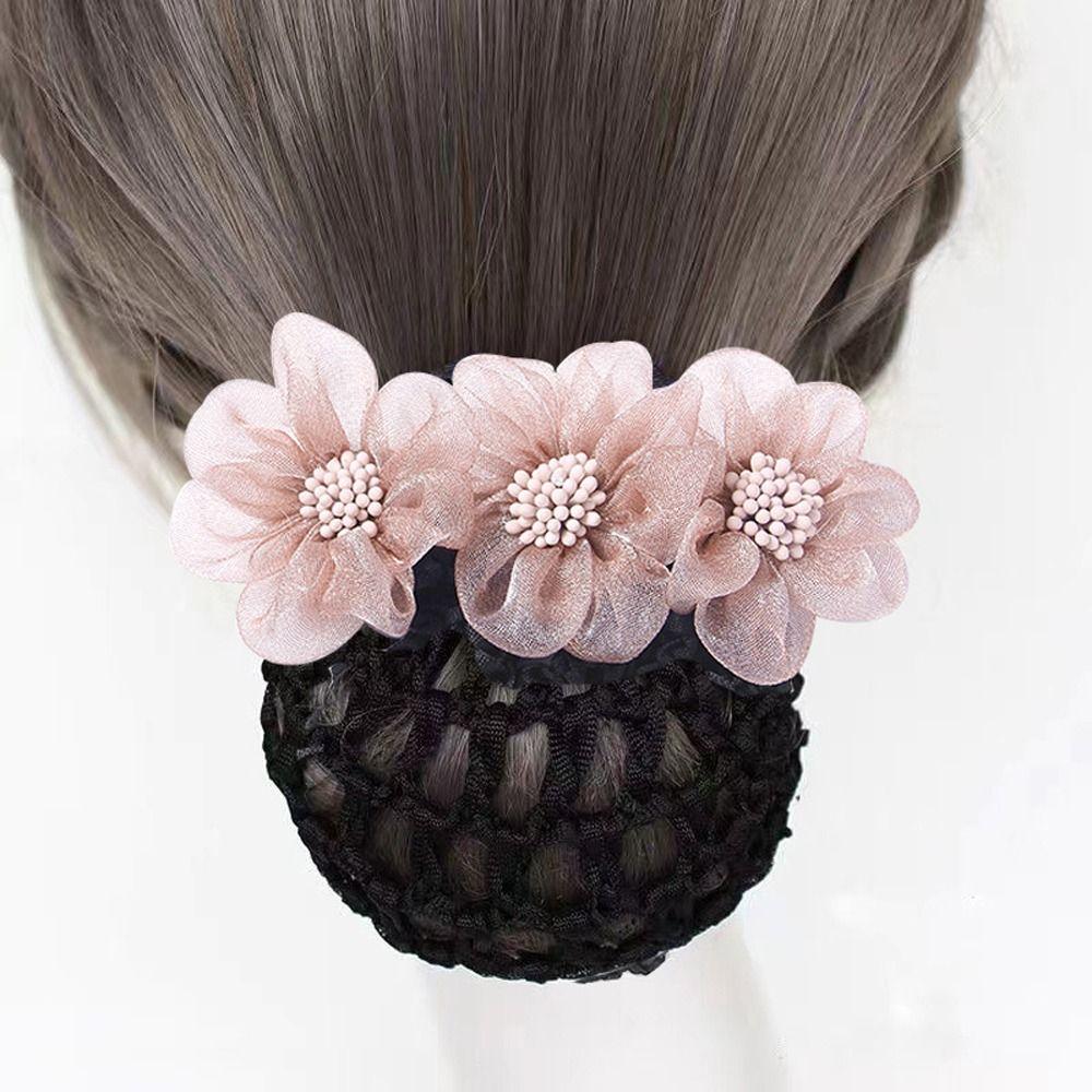 Headdress For Nurse Hairgrips Cover Net Lace Flower Hair Net Women Spring Clips Korean Bun Snood