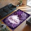 Floral Theme Crystal Velvet Rug Personalized Custom Name Text Soft Floor Mat Home Decor