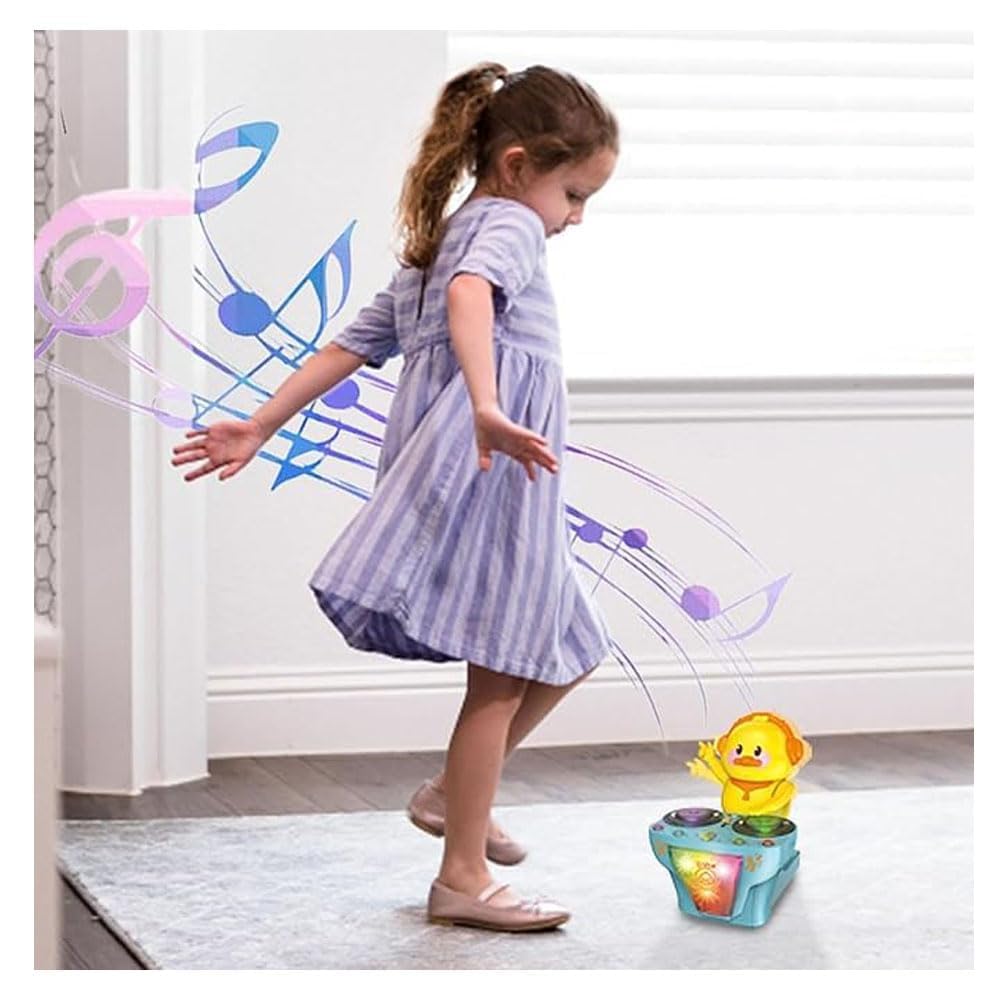 Hudební hračka kachna - Tancující diskžokej zpívající kachna se světly a zvuky - Interaktivní učení, Diskžokej zpívající kachna pro děti od 3 let (Modrý)