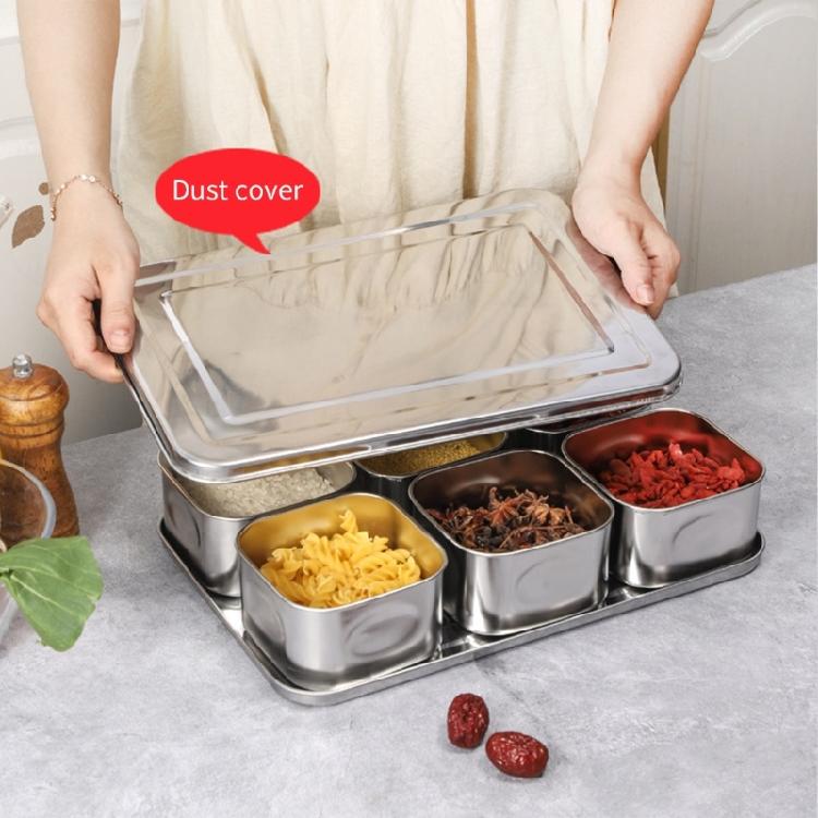 Professionelle Küchengewürz-Organizer 6/8 Fächer Edelstahl Aufbewahrungsbehälter Dichtungsdeckel Für Backen Kochen Essentiell