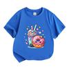 Kids Boys Girls Crew Neck Short Sleeve 100% Cotton T-Shirt, Cute Cartoon Bubble Tea Donut Graphic Casual Lightweight Summer Tee for Children Daily Wea