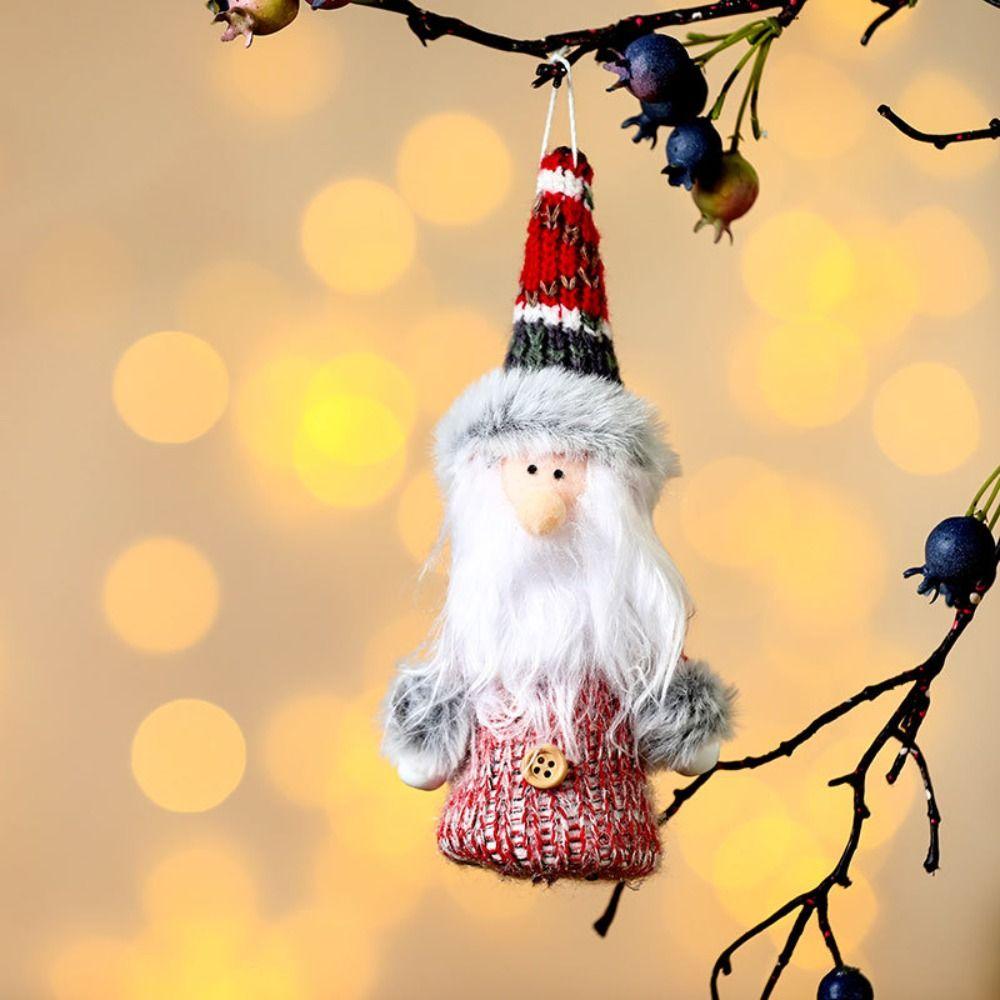 2pcs Colorful Christmas Tree Hanging Pendant Unique Santa Claus Figurine Christmas Plush Dolls Prop