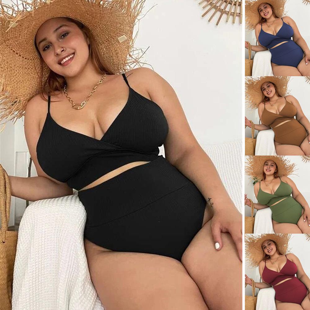High Waist Plus Size Bikini Women's Swimsuit - European & American Style