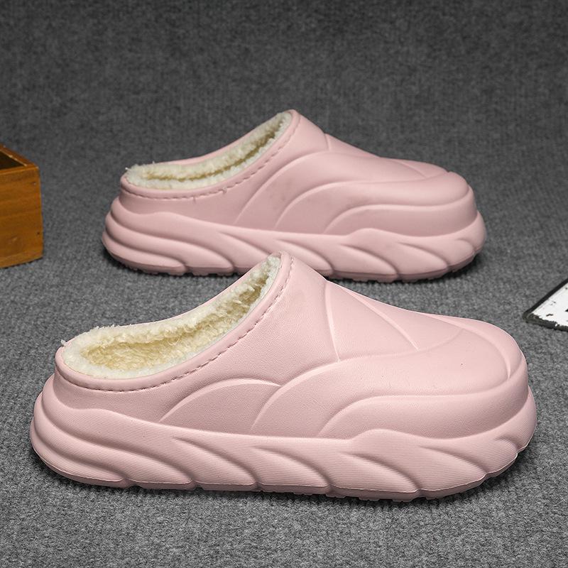 

2025 Зимние тапочки из хлопка «Шаг по облаку» Мужские и женские бархатные теплые нескользящие домашние тапочки 40/41 розовый