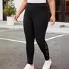 Pantaloni Estivi da Donna Taglie Forti con Contrasto di Pizzo Intrecciato, Pantaloni Skinny