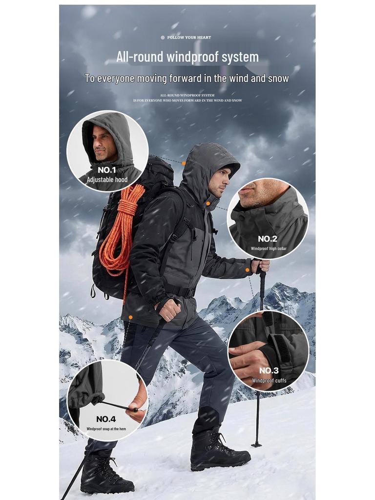 Men's Free Soldier Waterproof Breathable Ski Suit: Seam-Sealed, Professional Cotton Jacket for Outdoor Snowboarding and Skiing