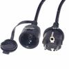 German Standard Male To Female Power Extension Cord with Waterproof Cover, EU 4.8 Two-Pin Plug, 16A 250V Socket
