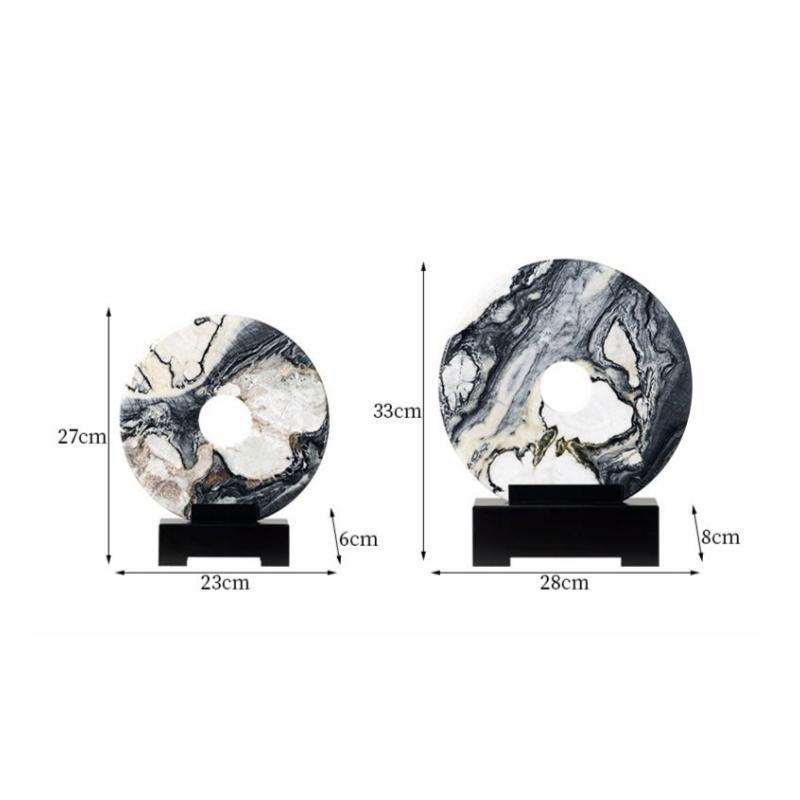 Marmorring Vertiefter Ring Naturmarmorstatue Konzentrische Kreise Dekorationsfiguren Heimdekorationszubehör