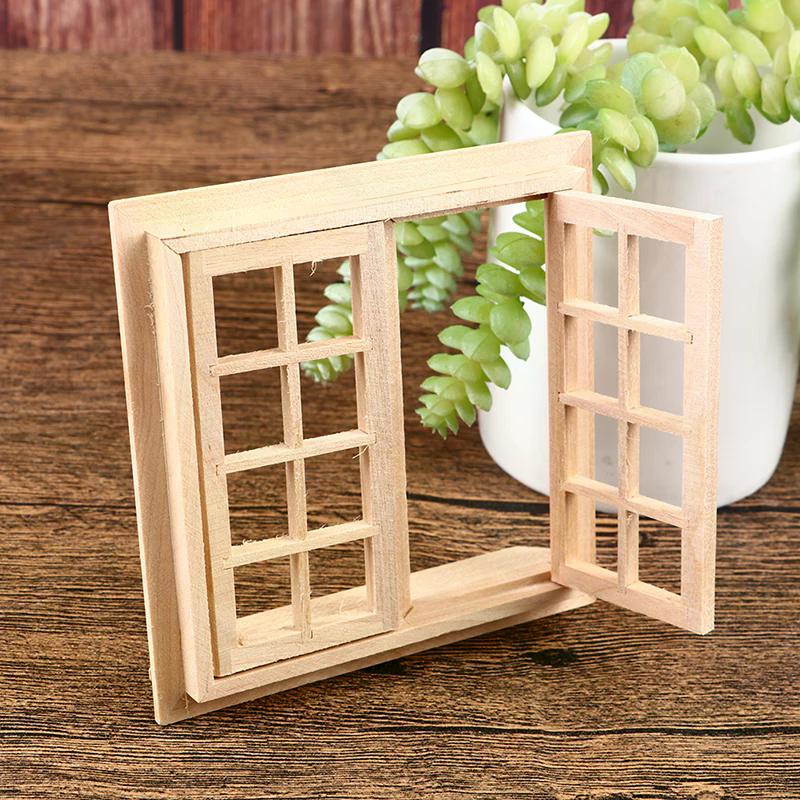 1:12 Dollhouse Miniature Door Window 16 Grids Square Windows Model Home Decor For Kids Creative Play