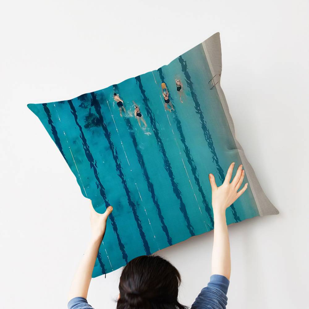 Minimalist Abstract Light Green Seawater Swimming Art Pillow Gift Home Office Decoration Pillow Bedroom Sofa Car CoverPillow Cas