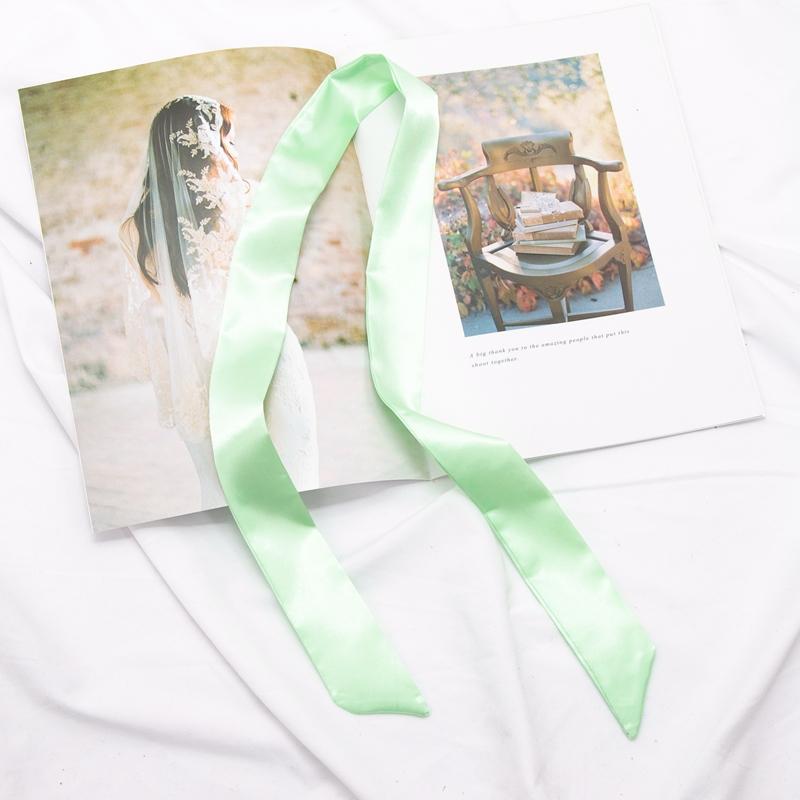 Neuer langer Taschenschal Damen Haarband Damen Accessoires Einfarbige schmale Schals Stirnband Satinband Krawatte Dekorative Taschenschals