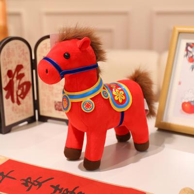 Yousheng 2026 Year of The Horse Plush Doll National Style Embroidery Fabric Desktop Ornament Auspicious Blessings Zodiac Horse Theme Festival Gift