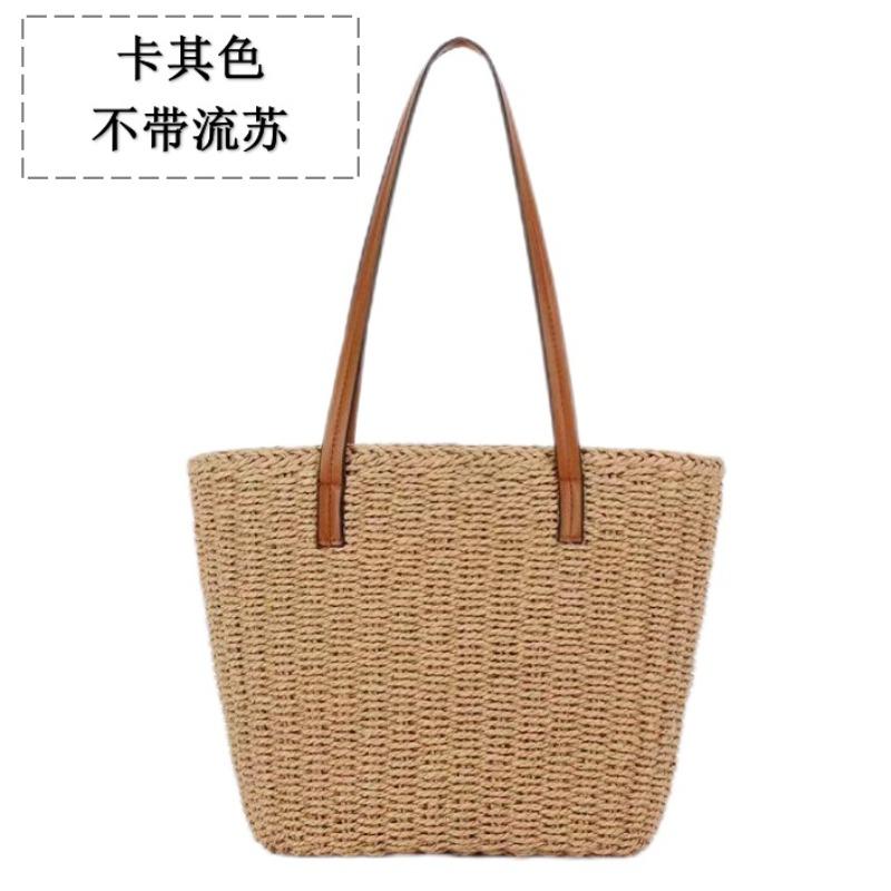 

New tassel straw woven bag shoulder vegetable basket woven bag women s bag large capacity portable tote bag vacation beach bag