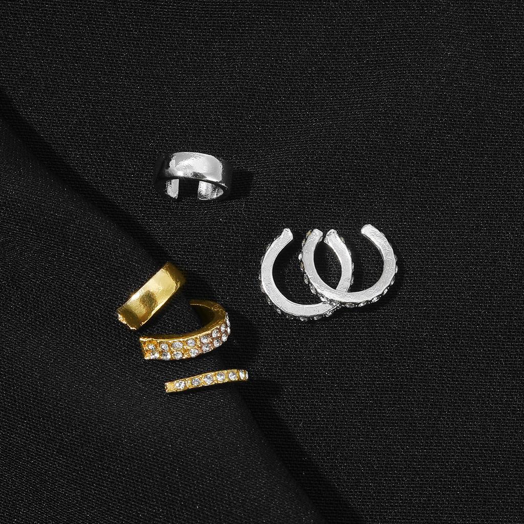 Einfache C-förmige verstellbare Ohrclip-Ohrringe für Damen im koreanischen Temperament. Keine Ohrpiercings. Ohrclip mit Diamanten. Kleine Ohrringe