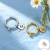 Customized A-Z Initial Love Pendant Ring Stainless Steel Personalized Letter Number and Symbol Heart shaped Water Diamond Ring