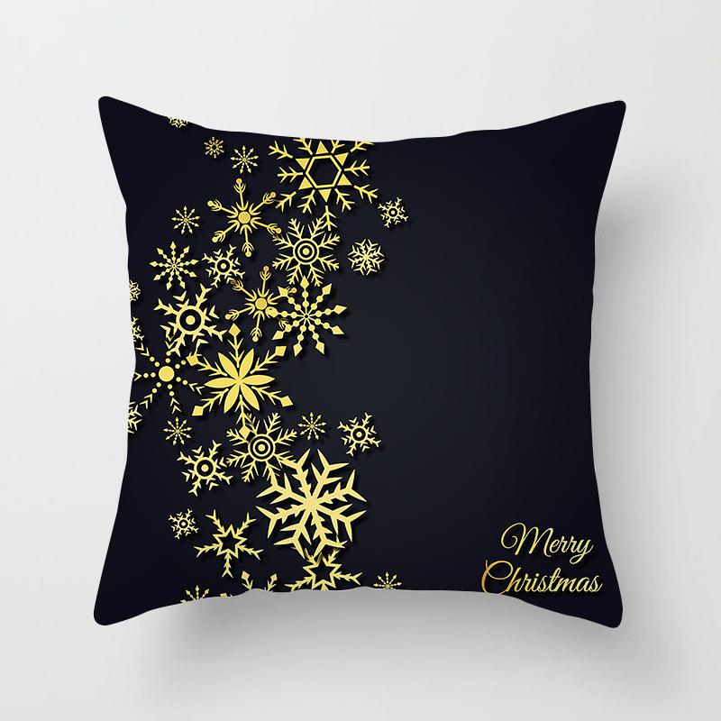 Christmas decoration cushion cover black gold elk print pillowcase sofa ornaments bedroom room home  holiday gift