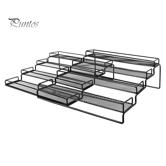 

4-уровневая расширяемая кухонная полка для специй, органайзер для приправ, устойчивая конструкция, большая емкость для хранения на кухонной столешнице чёрный