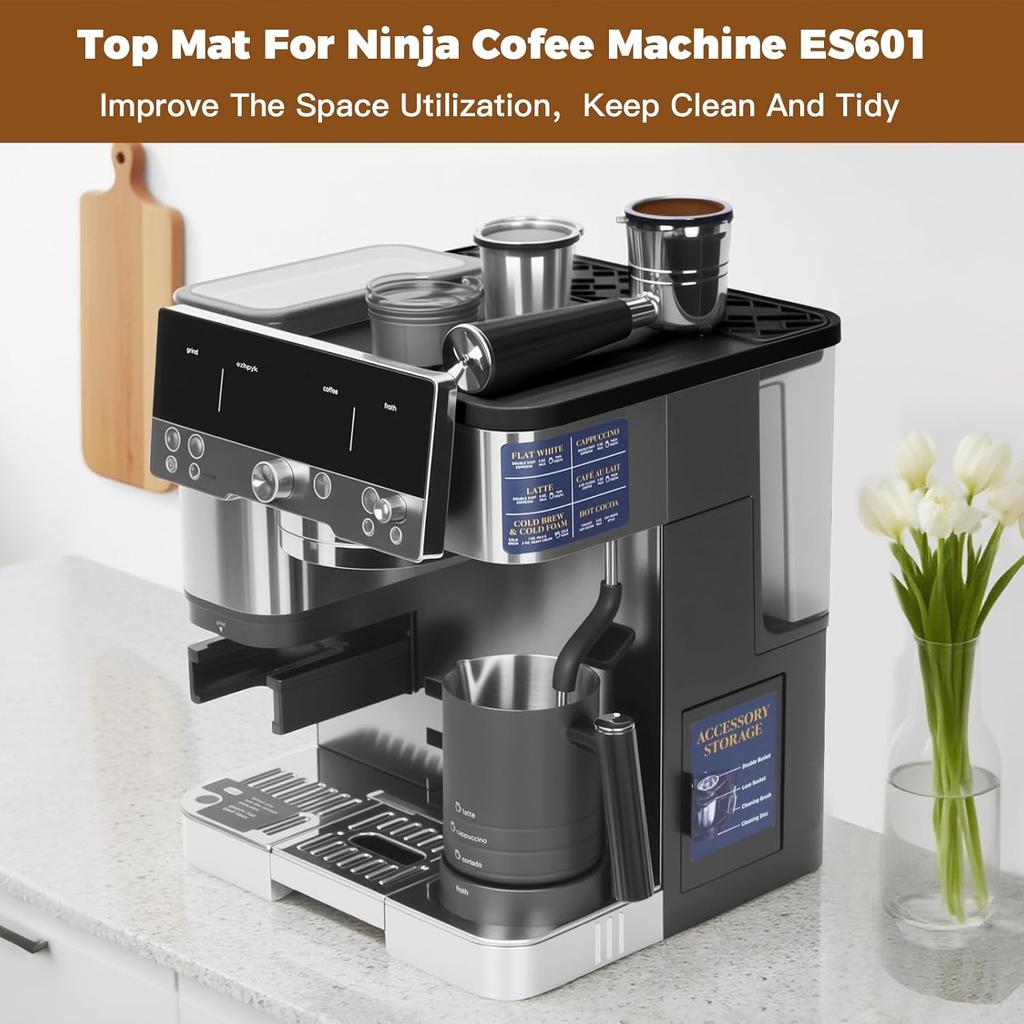 Top Mat for Ninja Luxe Cafe Espresso Machine ES601 – Protect Top Surface Food Grade Silicone Tamping Mat for Ninja luxe Cafe Accessories –