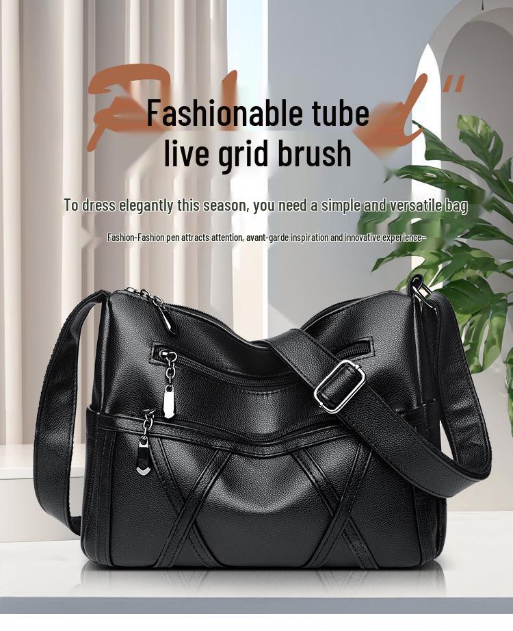 Genuine Leather Multi-Layer Women's Crossbody Bag - Soft, Versatile, and Spacious for Middle-Aged and Elderly Mothers