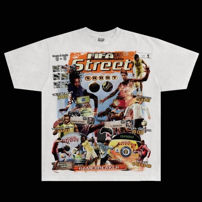 Ретро видеоигра FIFA Street Графическая футболка с изображением бутс Унисекс Рубашка с коротким рукавом S-5XL Унисекс Футболка S
