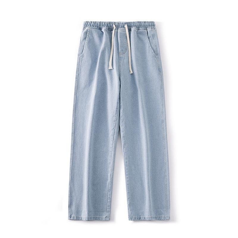 Thin / Thick  Casual Men's Plus Velvet 78% Cotton Drawstring Denim Jeans Baggy Wide Leg Pants Straight Trousers Sweatpants For Men Hip Hop