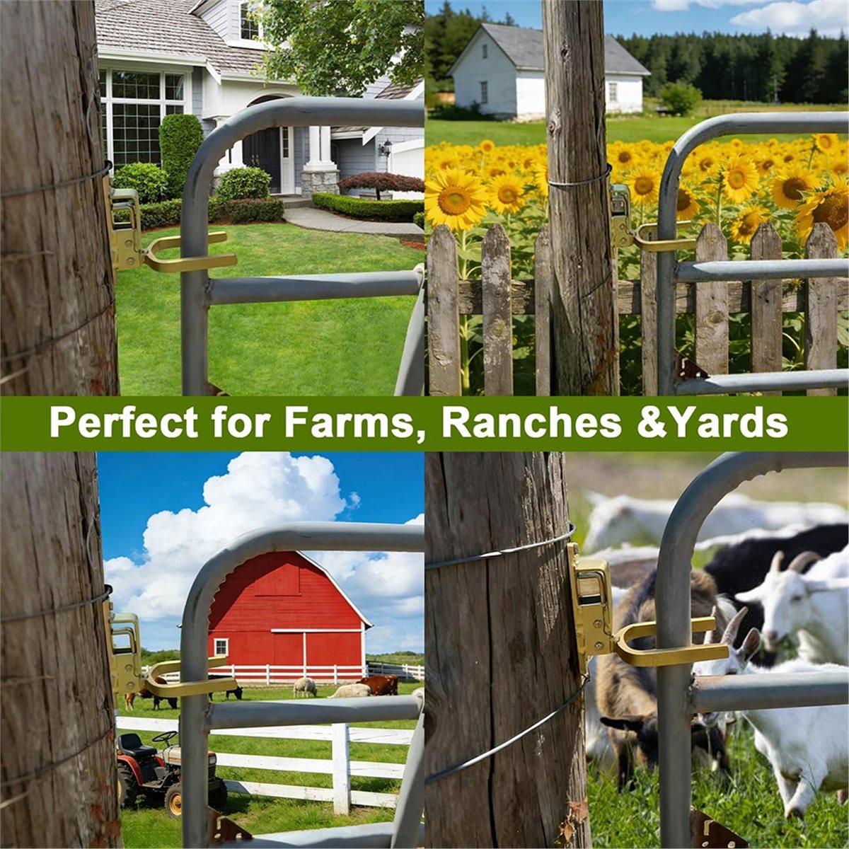 

2pcs Heavy-Duty One-Hand Gate for Farm, Ranch & Backyard Auto-Lock, Rust- Steel, Easy Install China Mainland